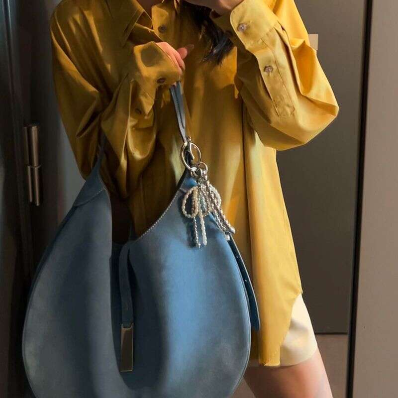 Designer Bag Tote Bag Shoulder Bag Single Shoulder Underarm Large Capacity Blue Suede Saddle For Women 2025 New High-Value Handheld Commuter Tote Bag