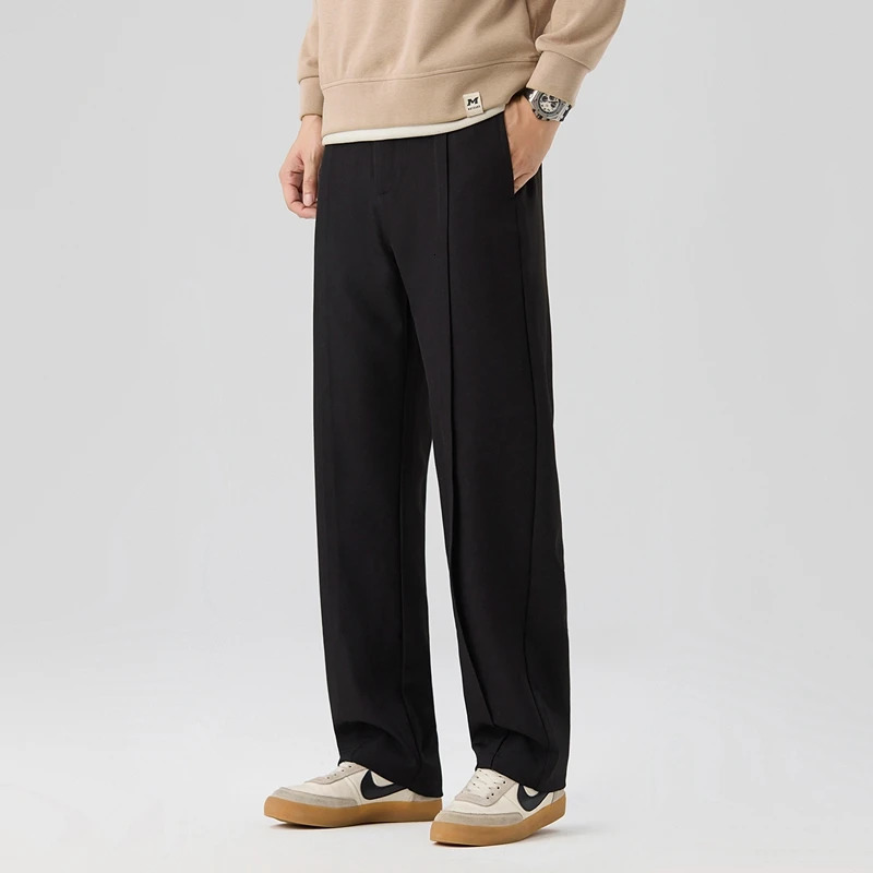 Autumn Casual Suit Pants Korean Mens Pants Straight Loose Sweatpants Soft Wide Leg Long Baggy Business Trousers 251028