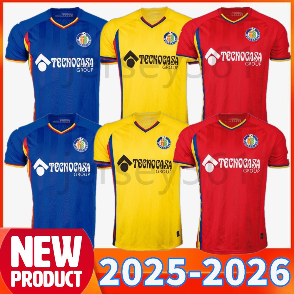 25 26 Getafe Soccer Jerseys home Blue away Red third Yellow jersey 2025 2026 Getafe FC Football Shirts B.MAYORAL LISO ARAMBARRI L.MILLA MARIO MARTIN Camisetas De Futbol