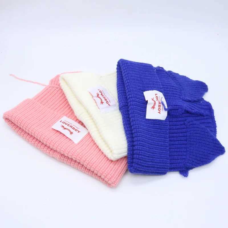 NEW Cute Fashion Hooded Lover Boy Ear Knit Doublelayer Warm Fox Ear Woolen Hat Niche Design Hiphop Personality Cold Hat Y2kXJ251030