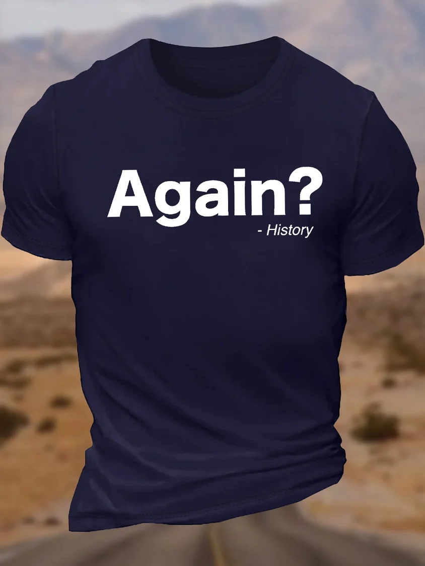 European & American Oversized Men's Vintage Funny Graphic Cotton Letter Print Casual Crew Neck T-Shirt - TT7377