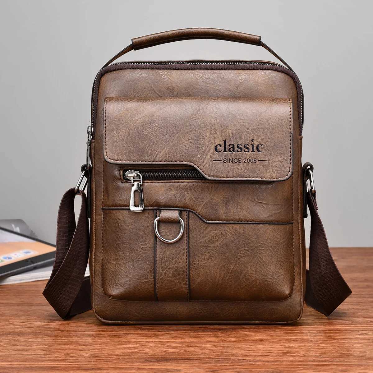 2024 New Luxury Brand Men Crossbody Bag Leather Shoder Bag For Men Handbags Brown Business Large Capacity Messenger Side Bags Y251011