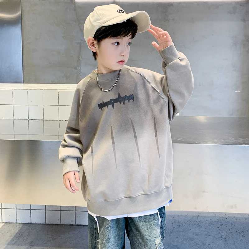 New Autumn Kids Boy Vintage Retro Sweatshirts Top for Teens Casual Loose Gradient Pullover Tops Cotton Long Sleeve Casual OutfitT251030