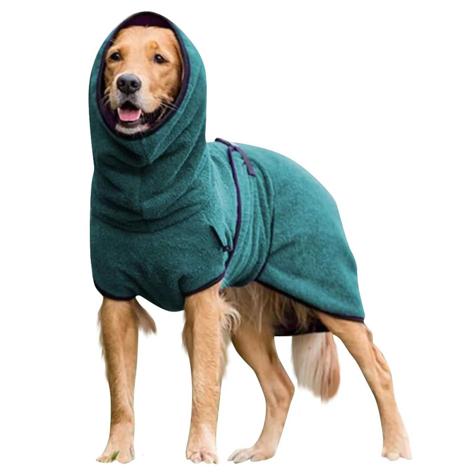 1PCS Solid Color Fashion Outfit Velvet Pet Dog Jumpsuit Dog Thickened Warm Hooded Clothes Pet Clothes for Medium Large Dogs C251030