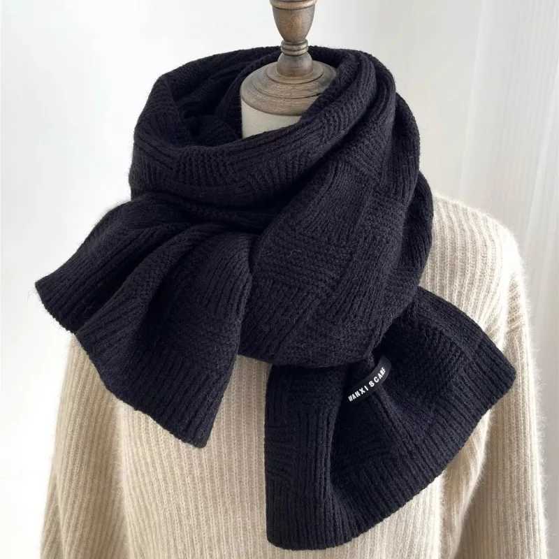 Korean Style Knitted Scarf for Men Women Autumn Winter Solid Color Fashion Simple Literary Thicken Warm Long Neckerchief BufandaW251030