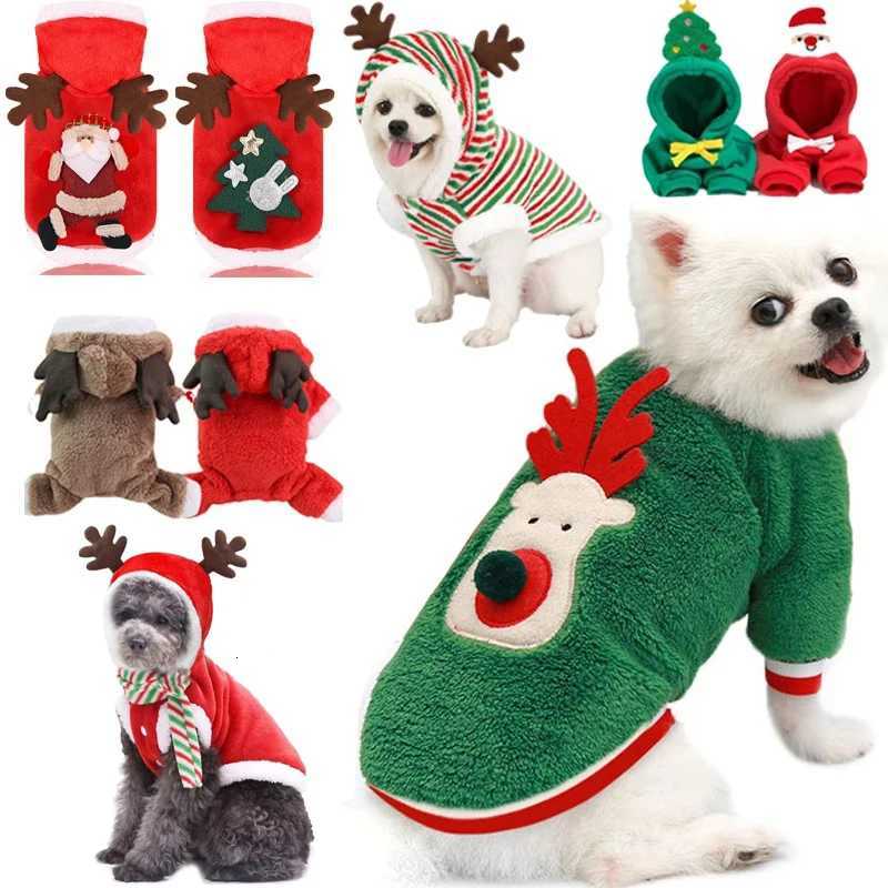 Dog Christmas Clothes Winter Warm Pet Clothes for Small Medium Dogs Elk Santa Claus Dog Cats Coat Hoodies Christmas Dogs Costume C251030