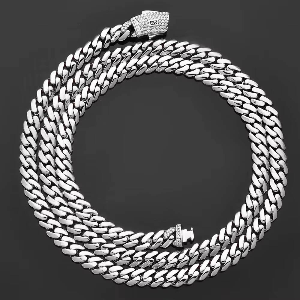 NUOYA 6812mm Iced Diamond Clasp Flat Miami Cuban Link Chain 14K Gold Plated Thick Solid Cuban Link Chain Hip Hop Jewelry Men Designer's style