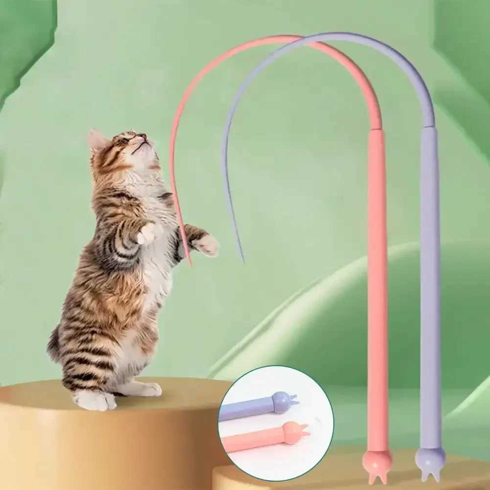 Interactive Cat Toys Simulated Mouse Tail Cat Teaser Toy Silicone Funny Stick Long Tail Mouse Tail Kitten Teaser Stick for Cat S251029