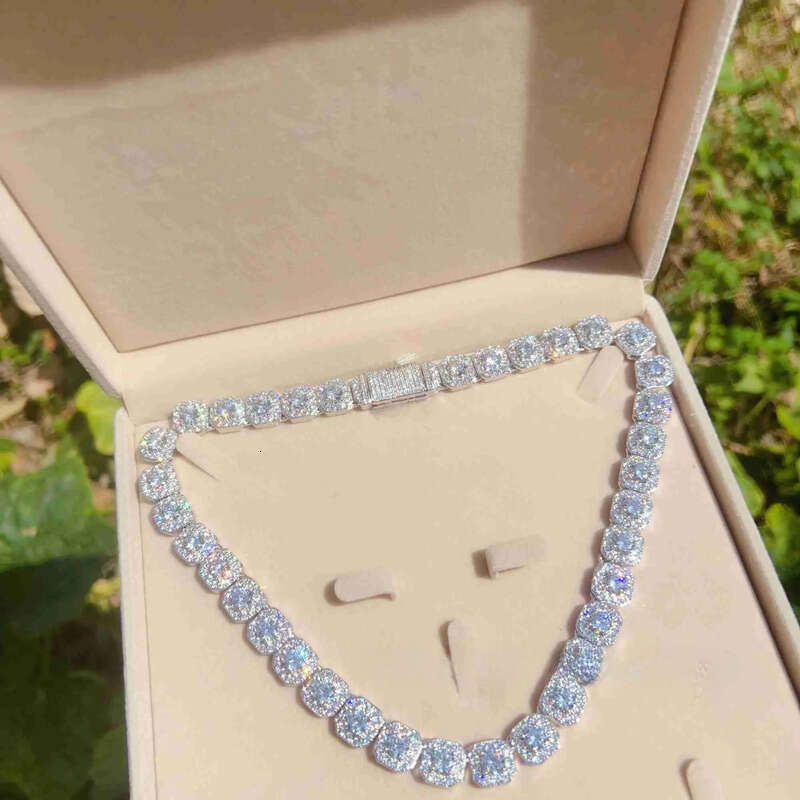 10mm Width Bling Big Dia Sterling Sier Vvs Moissanite Hip Hop Jewelry Iced Out Cuban Link Chain