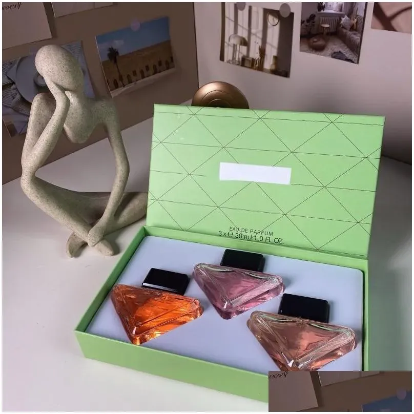 Designer Women Perfume Set Fragrance 30ml 3piece Sets Virtual Flower Eau De Parfum Gift Box Long Lasting EDP Brand Lady Girl Cologne Spray Kit 3 in 1 