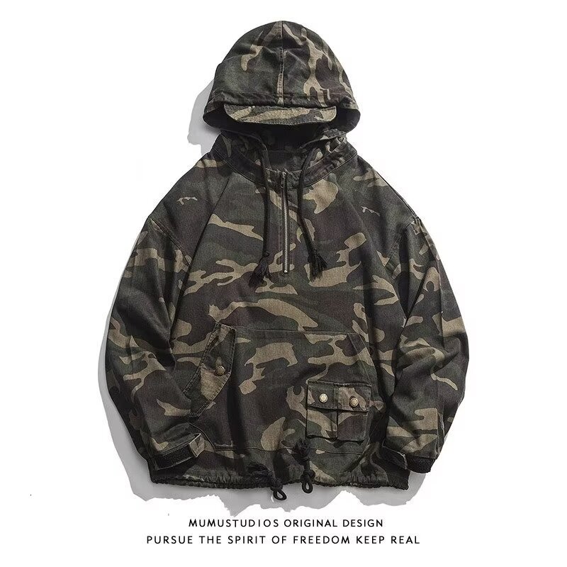 American Style Designer Coat Camouflage Jacket For Men New Autumn Hooded Loose Street Style Cool Casual Jacket
