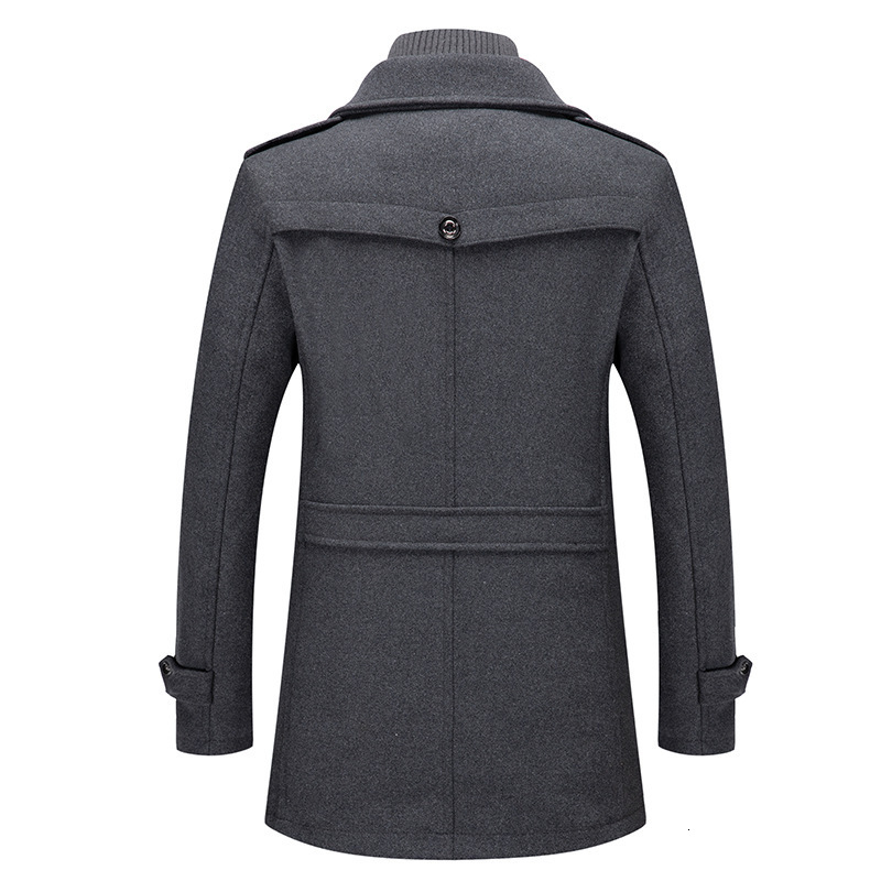 Wool Single-Breasted Loose Thickened Autumn Winter New Men's Wool Coat Business Double Collar Wool Coat