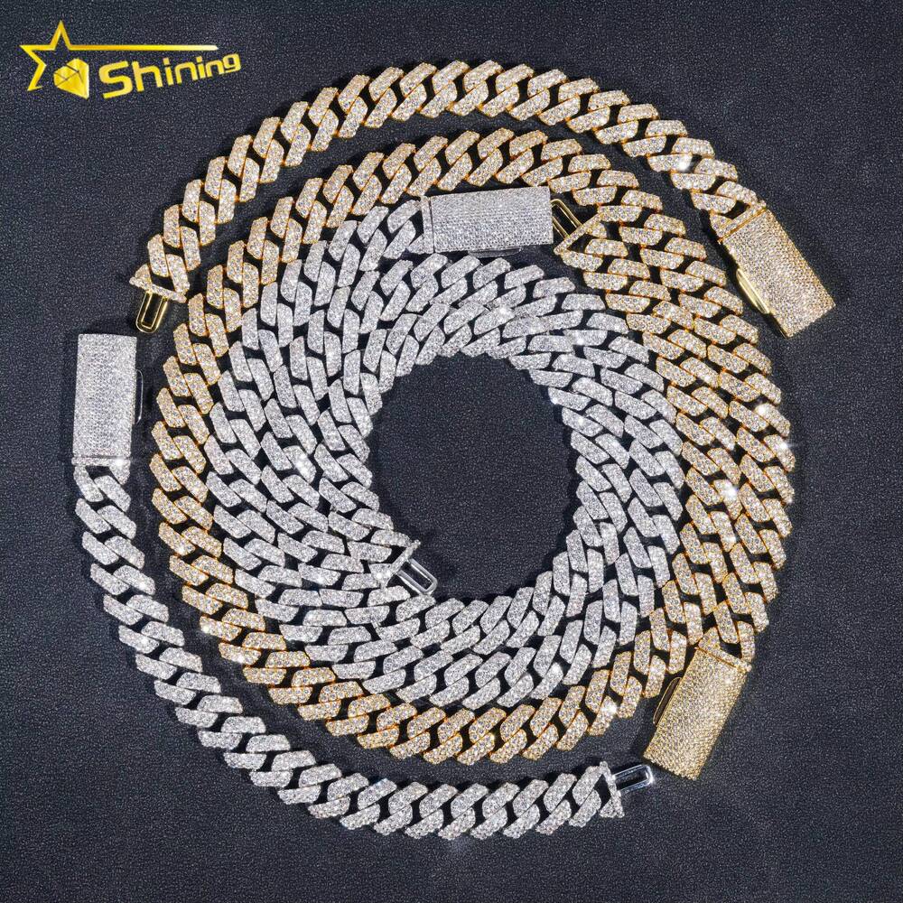 Fashion Jewelry Brass Hip Hop Link Chain Necklace Men Gold Plated 12MM Width CZ Cuban Link Chain