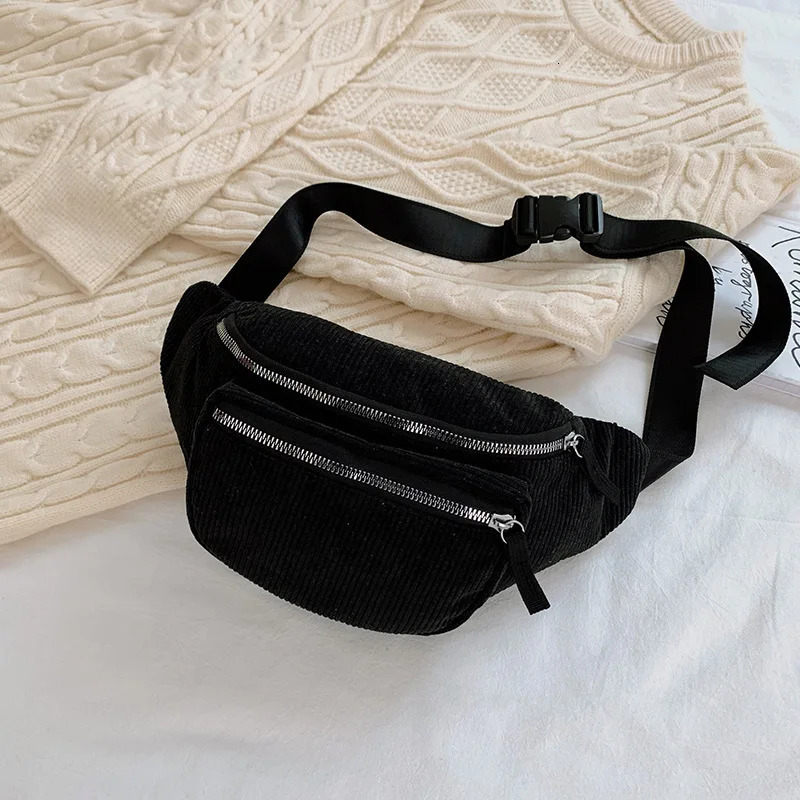 Ladies Canvas Fanny Pack Fashion Street Money Banana Phone Chest Bag Bum Belt Bags Women Corduroy Waist Bag 251030