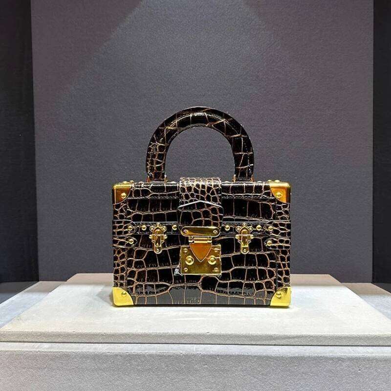 Designer Bags Brand Hand-Held Stone Pattern Box Colorful Coral Crocodile Leather Bag For Women Sac Main Femme Hot Selling