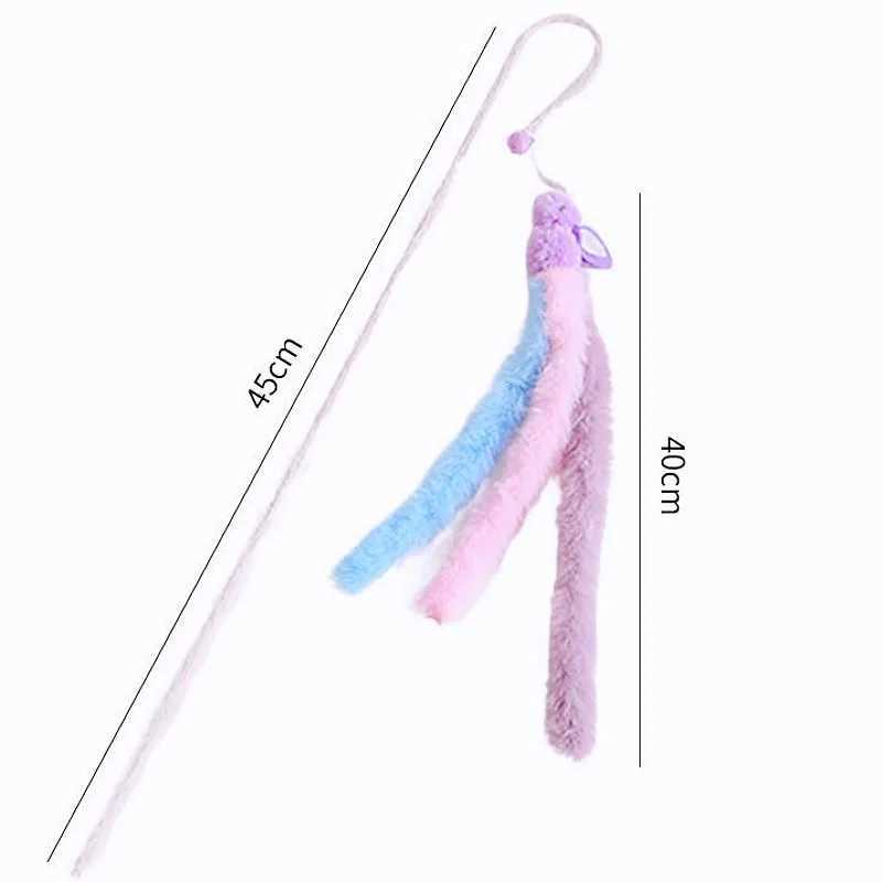 Cat Toys Plush Tassel Cats Teaser Stick Wool Rabbit Cat Toys Interactive Cute Sticks Cats Toy with Bell Kitten Toy Pet Supplies S251029