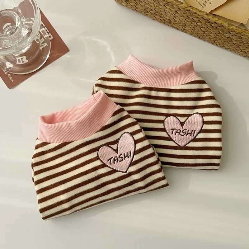 New Dog and Cat Striped Base Shirt Dog Love Tshirt Pet Clothes Teddy AutumnWinterSpring Teddy Dog Hoodie Puppy Clothes C251030