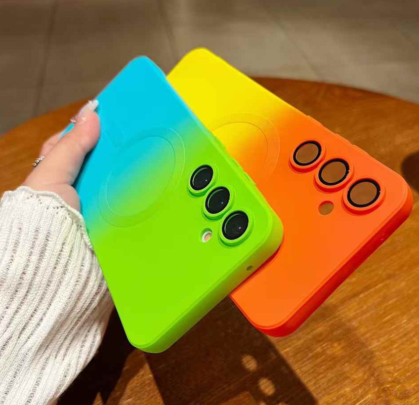 S26 Ultra Magnetic Wireless Charging Case For Samsung S25 FE Edge S24 S23 Plus A37 A57 A56 A36 A26 A25 A17 A16 A15 A07 A06 Gradient Len Protector Soft