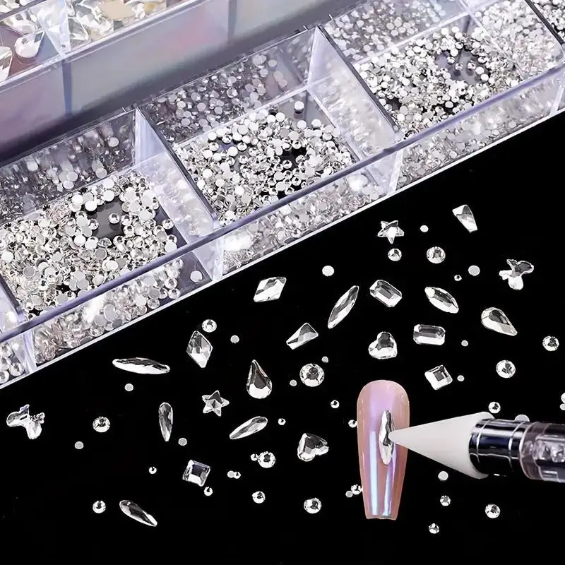 DIY Nail Art Rhinestone Kit with 21Grid Storage Box Flatback Diamonds for Creative Jewelry and Manicure s 251027