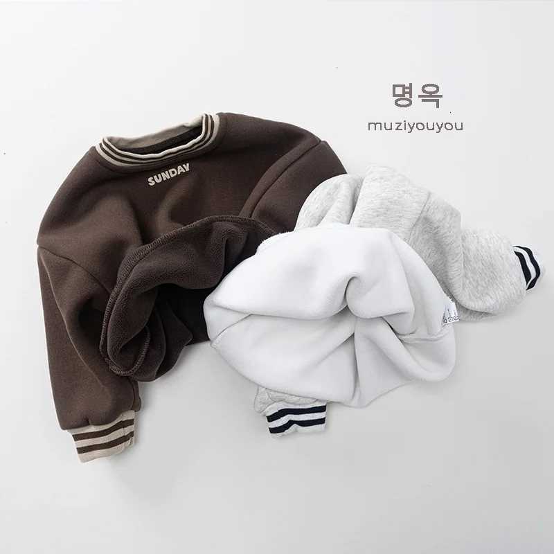 2025 Winter New Children Long Sleeve Fleece Sweatshirt Boys Girls Warm Pullover Baby Casual Tops Kids Plus Velvet SweatshirtT251030