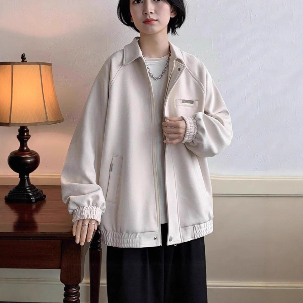 Faux Suede Designer Coat Jacket For Men 2025 New Spring And Autumn High-end Trendy Brand Youth Loose Casual Turn-down Collar Jacket