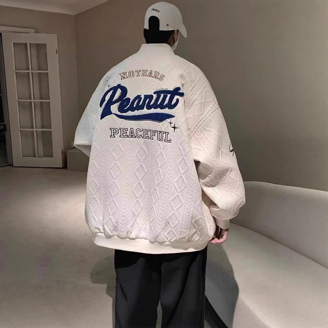 Original Towel Embroidery Designer Coat Baseball Jacket Double Layer Coat Men's Autumn Winter Trendy Brand Ins Loose Casual Men's Jacket Top