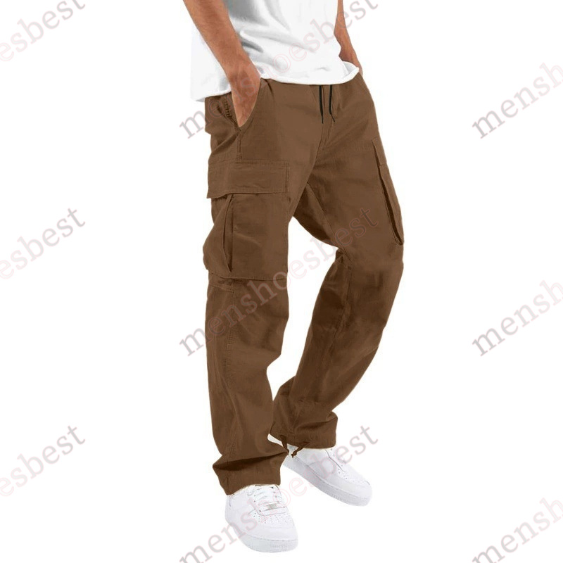 New Solid-color Cargo Pants Mens Plus-size Casual pants Versatile high arcade style long pants Men Loose straight-leg tapered pants