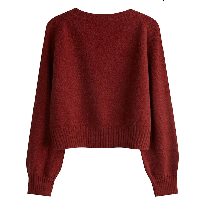 HELIAR Autumn Winter Skew Buttons Cardigan Vneck Sweater Women Knitted Long Sleeve Tops Korean Loose Solid Cashmere 251028
