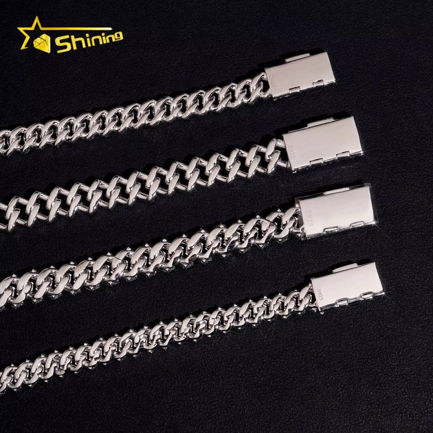 Iced Out 8mm 10mm 2rows Moissanite Cuban Link Bracelet Collection Hip Hop Jewelry Custom 925 Silver Bracelet for Men Designer's style