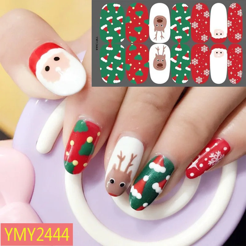 Santa Claus Full Cover Nail Stickers 14tips Nail Decoration Nails Sticker Self Adhesive Nail Sticker Nail Art Sticker 251027