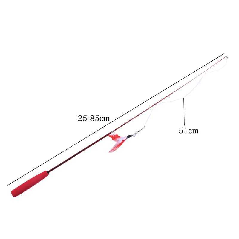 Pet Cat Toy Super Long Three Section Telescopic Rod Cat Teaser Stick Feather Replacement Head Cat Teaser Supplies New S251029