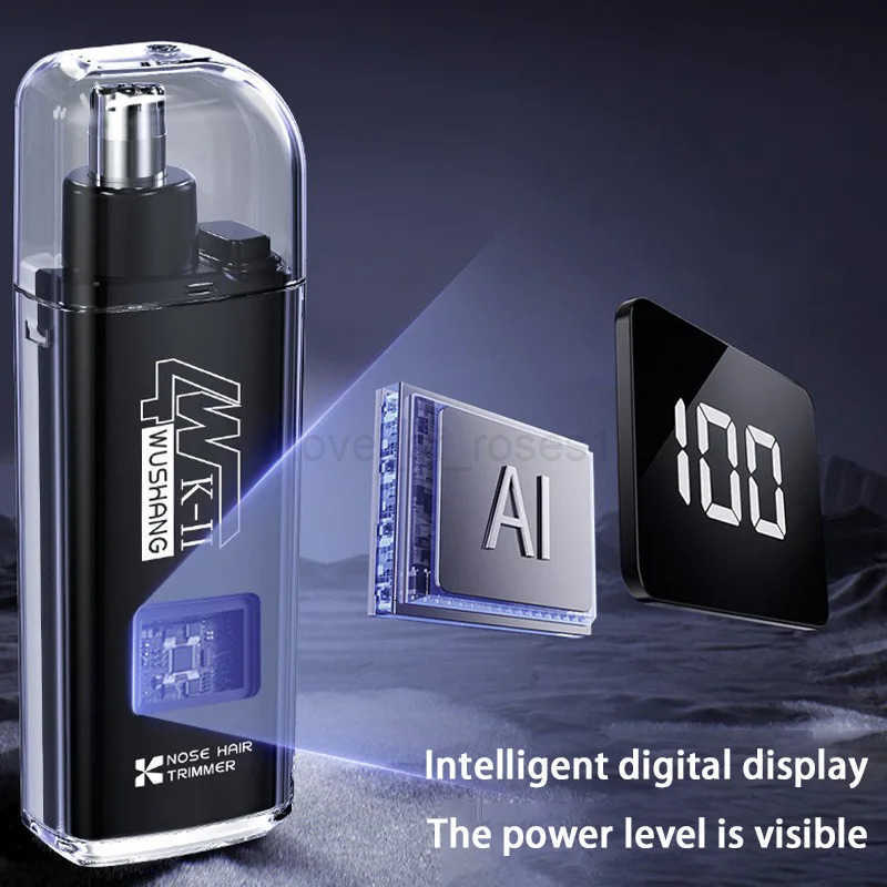 New Nose Hair Trimmer Portable Digital Display Rechargeable Blade For Home Use Washing Cleaning Nostrils For Men And Women Z251030