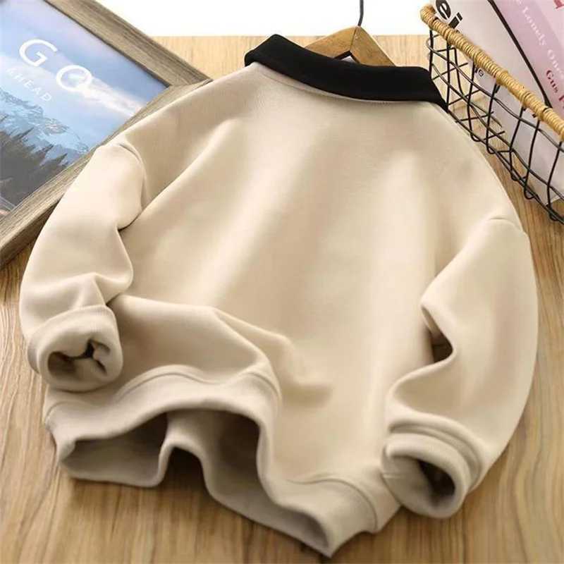 Winter Boys Warm Hoodies Children Autumn Plus Velvet Sweatshirts Children Fashion Padded Tracksuit 2024 New Kids Fleece ClothingT251030