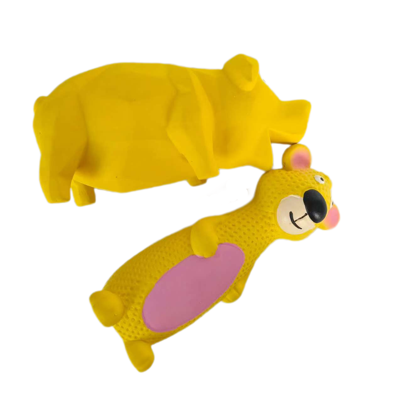 Latex Screaming Chewy Dog Toy Soft Natural Rubber Squeaky Sound Interactive Standing Monkey and Pig Shaped Dog Toys with Bright Colors for Small & Med