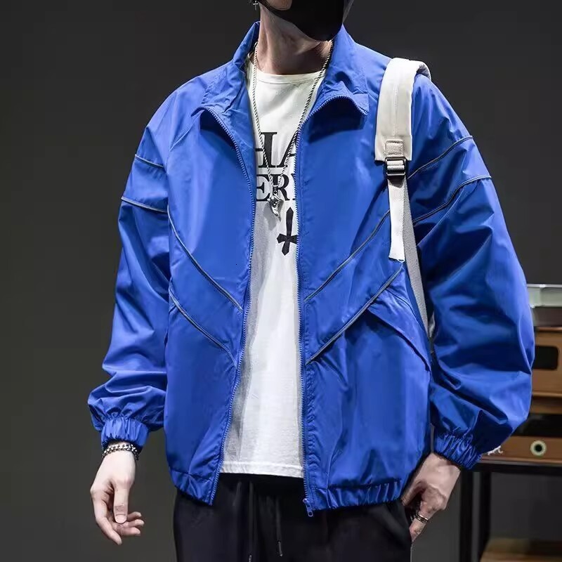 Trendy Brand Solid Color Reflective Sports Jacket Designer Coat Autumn Winter New Loose Fit Unisex Windbreaker Versatile Casual Couple Jacket
