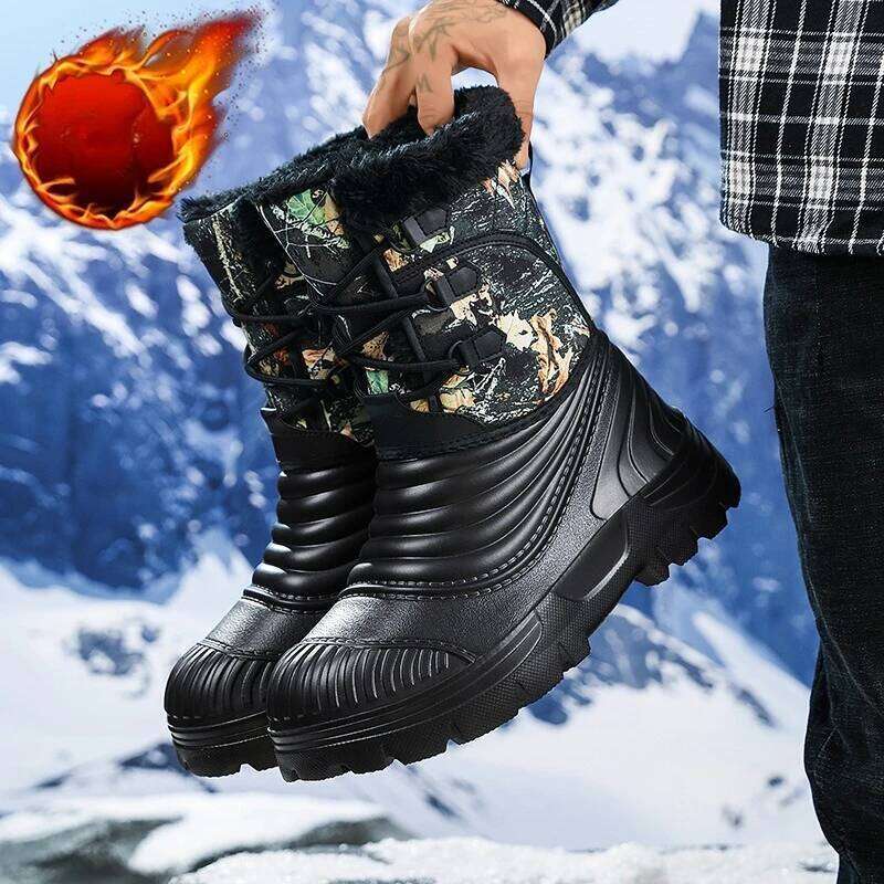 NEW Winter Mid-Calf Duck For Men Warm Snow Boots Waterproof Hunting Boot Mens Camouflage Outdoor Motorcycle Boots