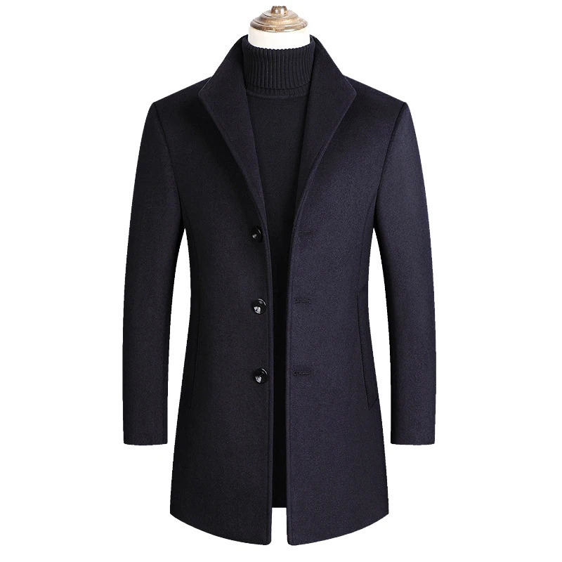 Men Wool Blends Coats Trench Pea Coat Spring Winter Solid Color High Quality Mens Wool Jacket Luxurious Clothing 251029