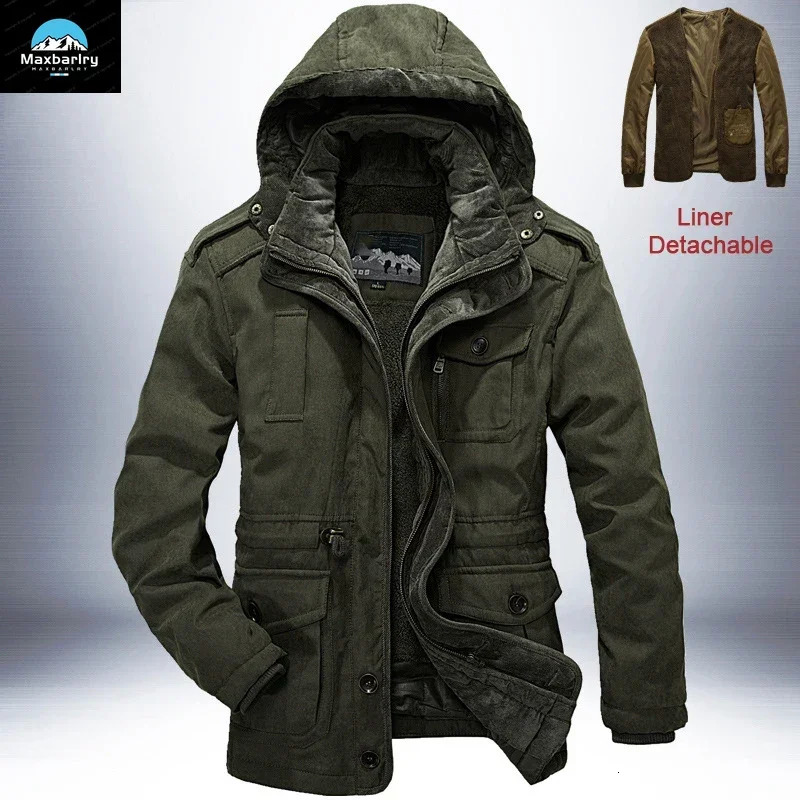 Outdoor Windbreaker Winter Jacket Men Thick Warm Mens Parkas Quality Cashmere Liner Detachable 2 in 1 Multipocket Coats L4XL 251029