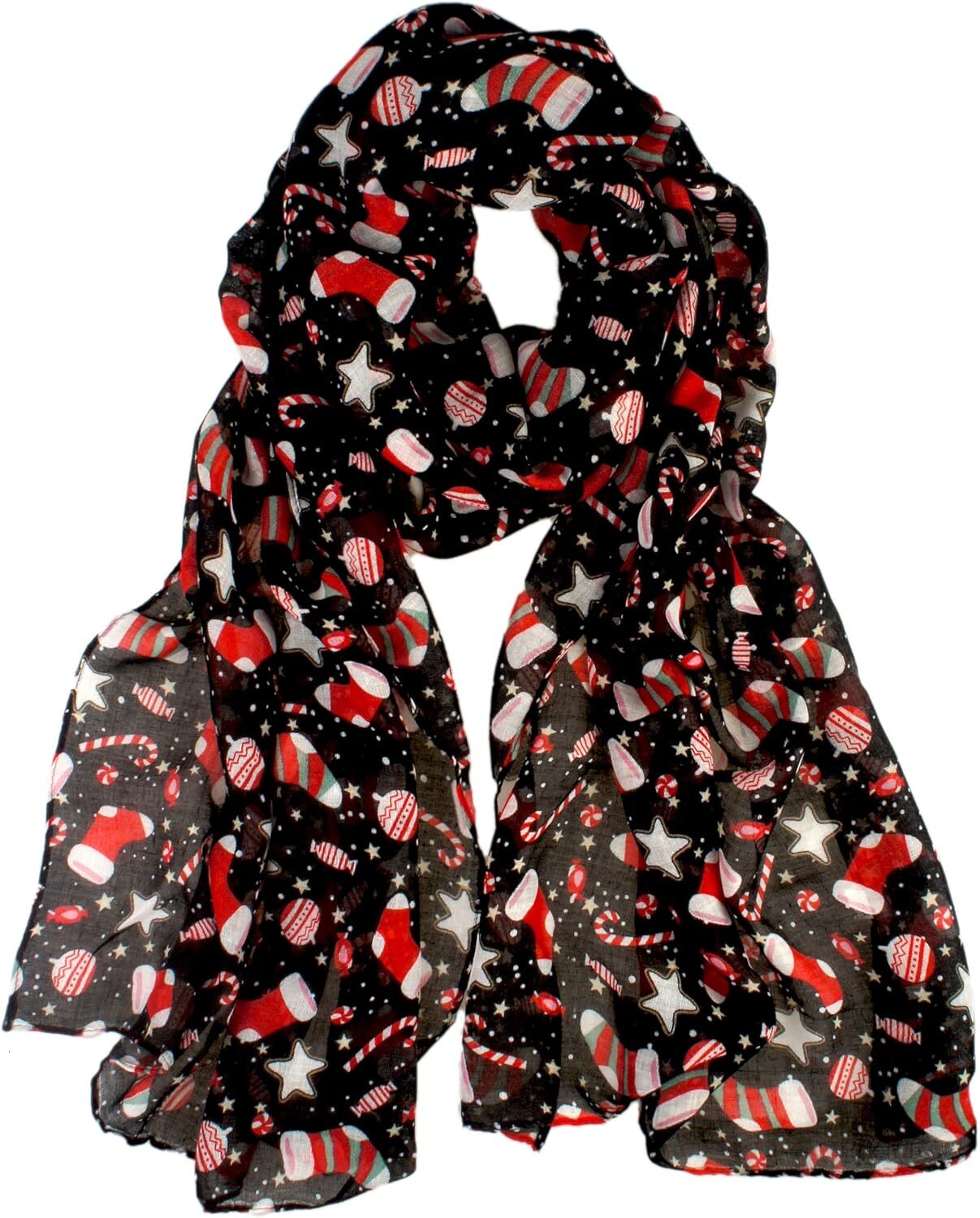 Custom Holiday Gift Packed Soft Lightweight Sheer Fall Winter Christmas Scarf for Women Girls