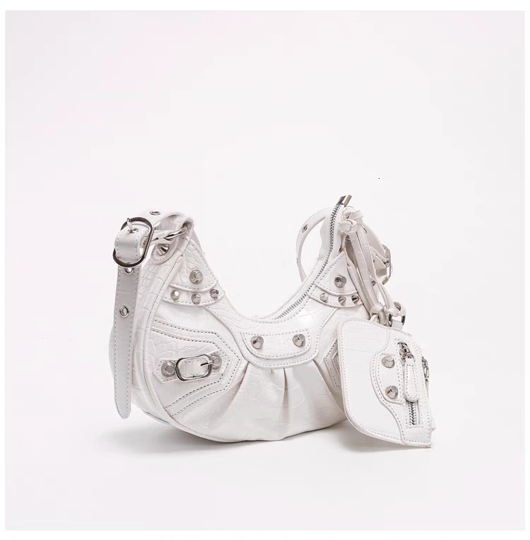 New women's motorcycle armpit sexy girl rivet tassel three in one handheld pleated shoulder crossbody bag fashion designer bag