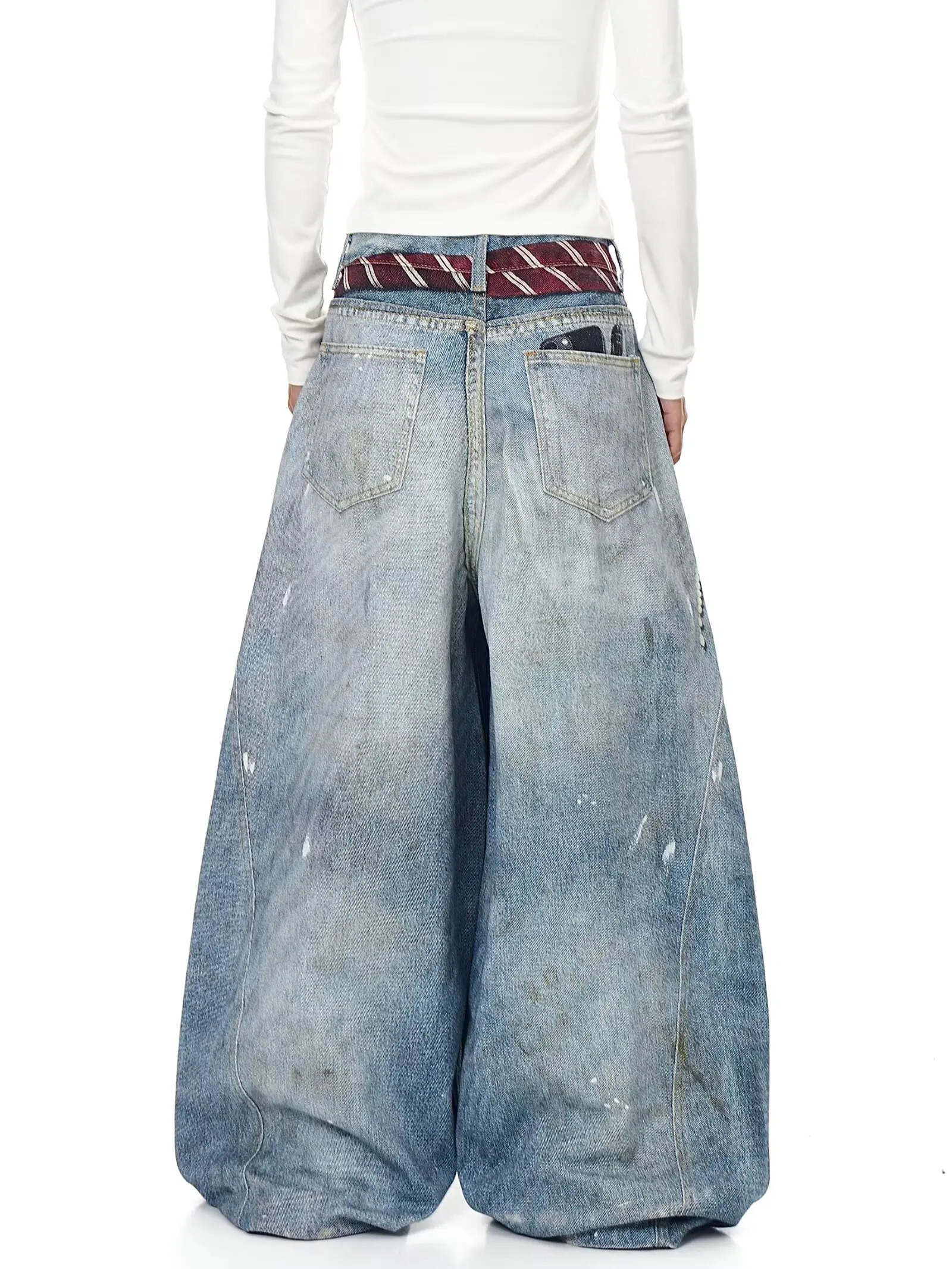 3D printed American retro straight leg wide leg jeans washed and worn high street jeans for women loose fitting Harajuku fashion 251029