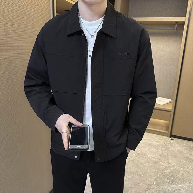 Men's Jacket 2025 Spring New Style Turn-down Collar Handsome Workwear Youth Designer Coat Jacket Versatile Fashion Trendy Top