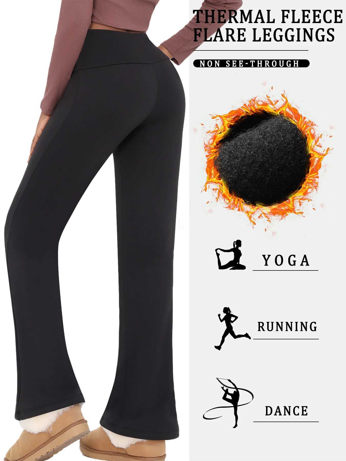 Womens Super Soft High Waisted Fleece Flare Leggings Tummy Control Soft Bootleg Bootcut Pants J251030
