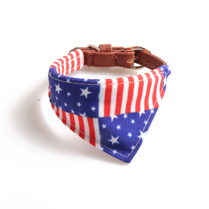 American Flag Pattern Dog Collar Leash Set with Bowtie & Bandana, Multi-Size, Sturdy Buckles, For All Dog Sizes, Fashionable Pet Walking Gear B179