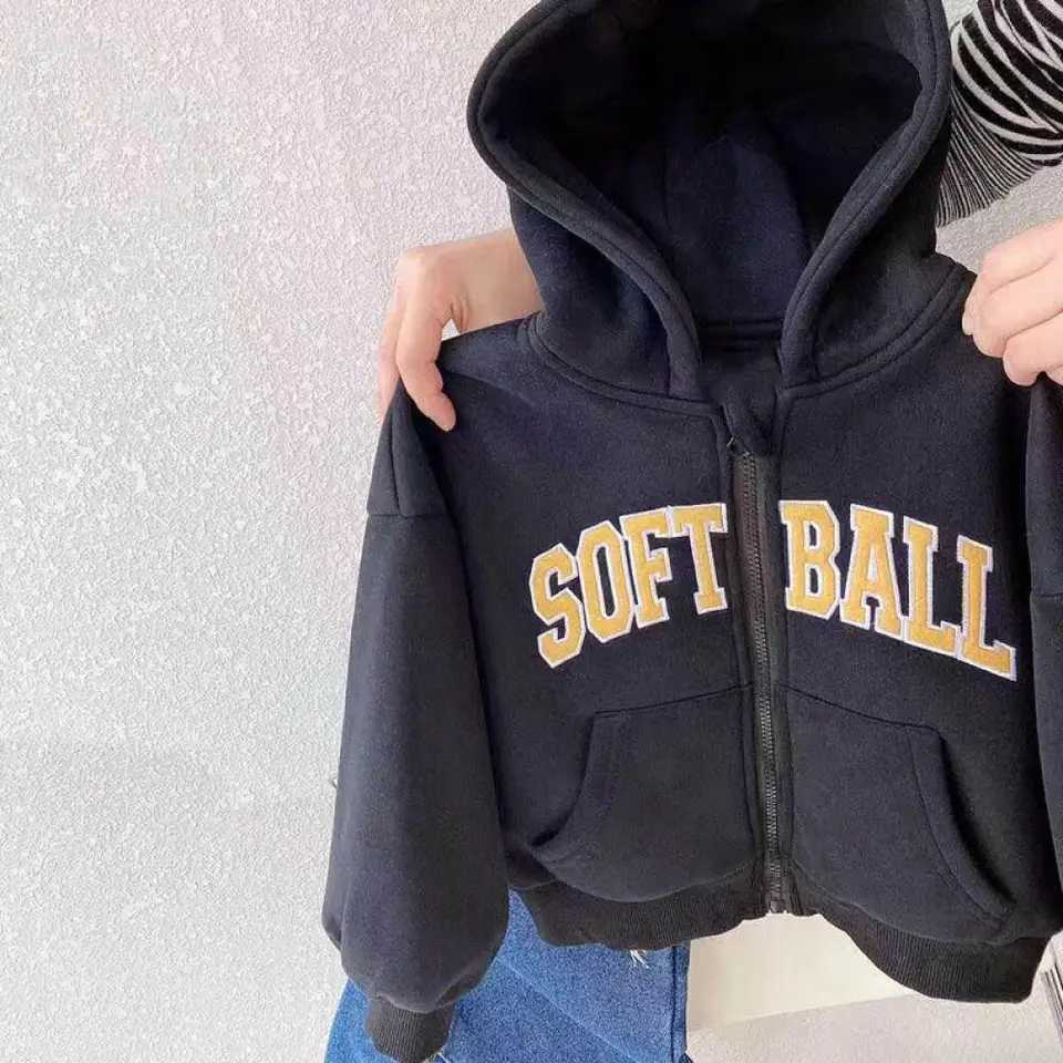 Kids Jacket Winter Coat Thicken Warm Fleece Hooded Sweatshirt Outerwear with Letter Print for Boys Toddler Cold Weather ClothingT251030