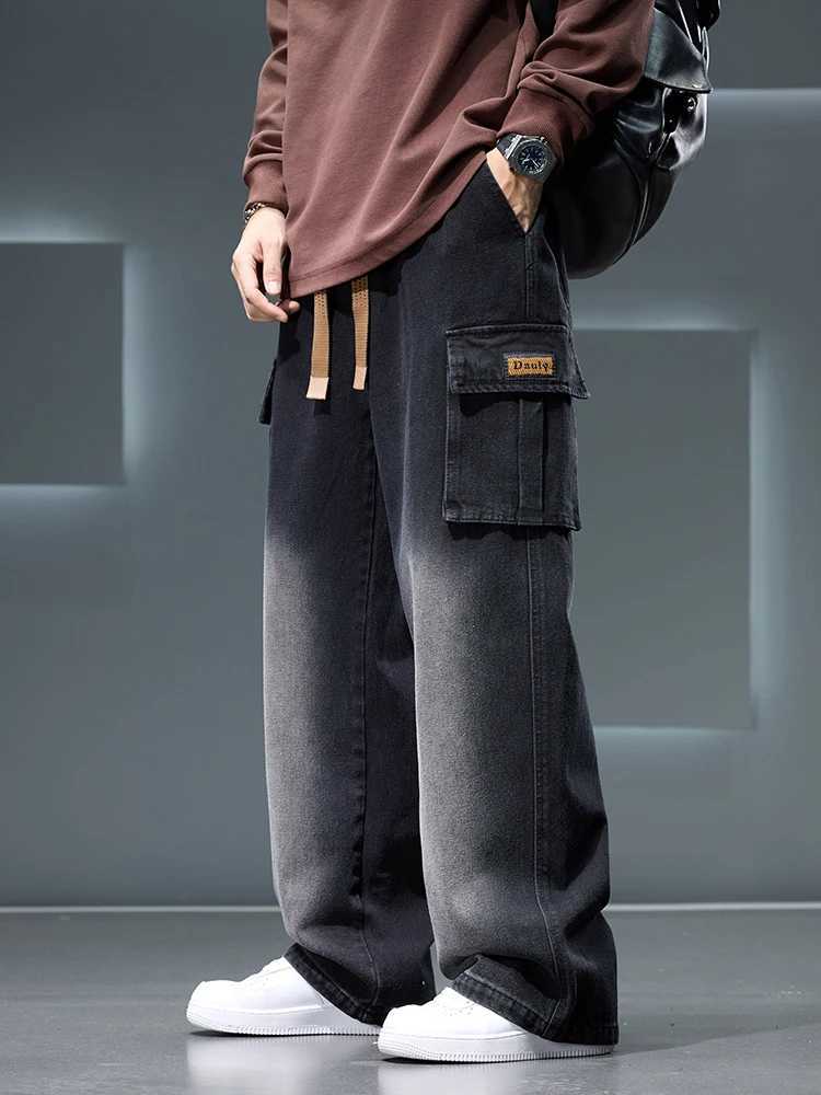 Mens Baggy Jeans 8XL Plus Size 2025 Autumn New Streetwear Wide Leg Straight Denim Pants with 6 Pockets J251030