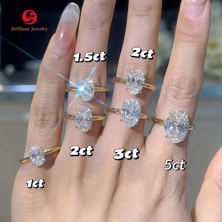 Wholesale 5ct Solitaire Oval Moissanite Ring Gra Certified Emerald Pear Radiant Diamond Engagement Moissanite Rings