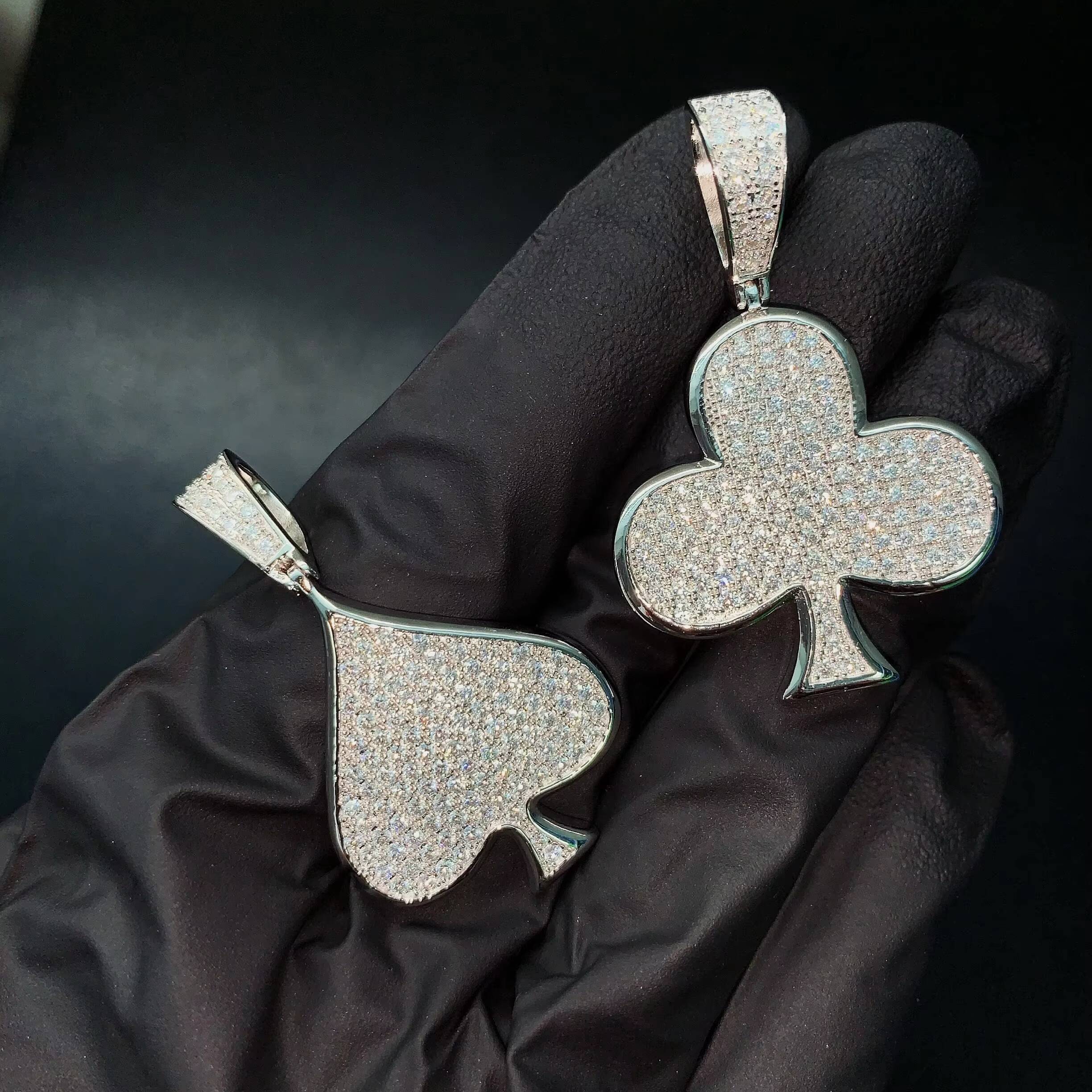 Fortune Lucky Charm Ace Spade Pendant Poker Moissanite Pendants Iced Out Jewelry Custom Moissanite Pendant
