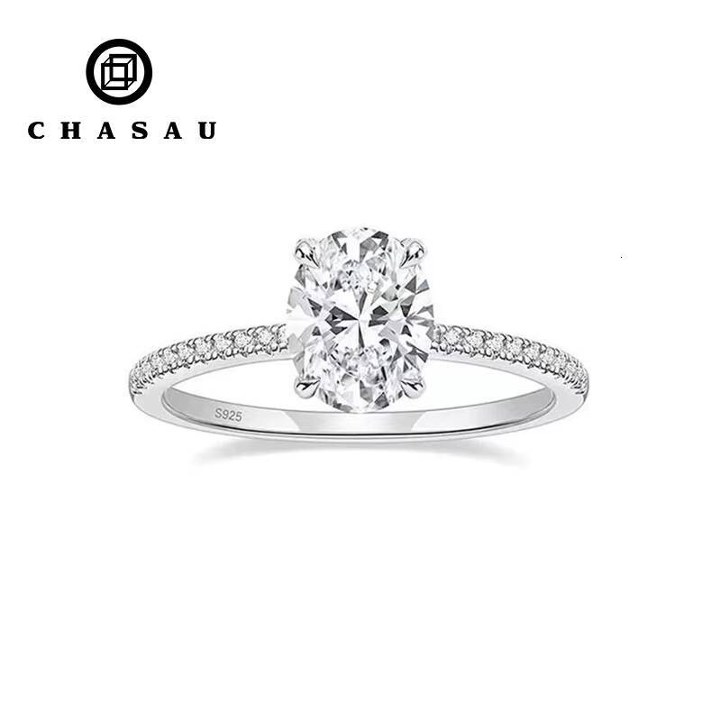 925 Silver Ladies Classic Pigeon Egg Engagement Wedding Ring 5x7mm 1ct 7x9mm 2ct 8x10mm 3ct Oval Cut Moissanite for Wedding