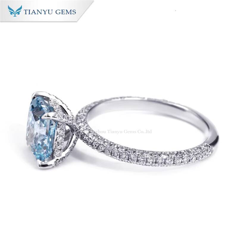 Tianyu Gems Blue Lab Diamond Radiant Cut Ring